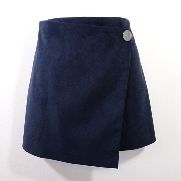 Theory  IWG Wrap Skirt Brilliant Skirt  Navy Fulton Fuax Suede Skirt  NWT 195 - Picture 3 of 14